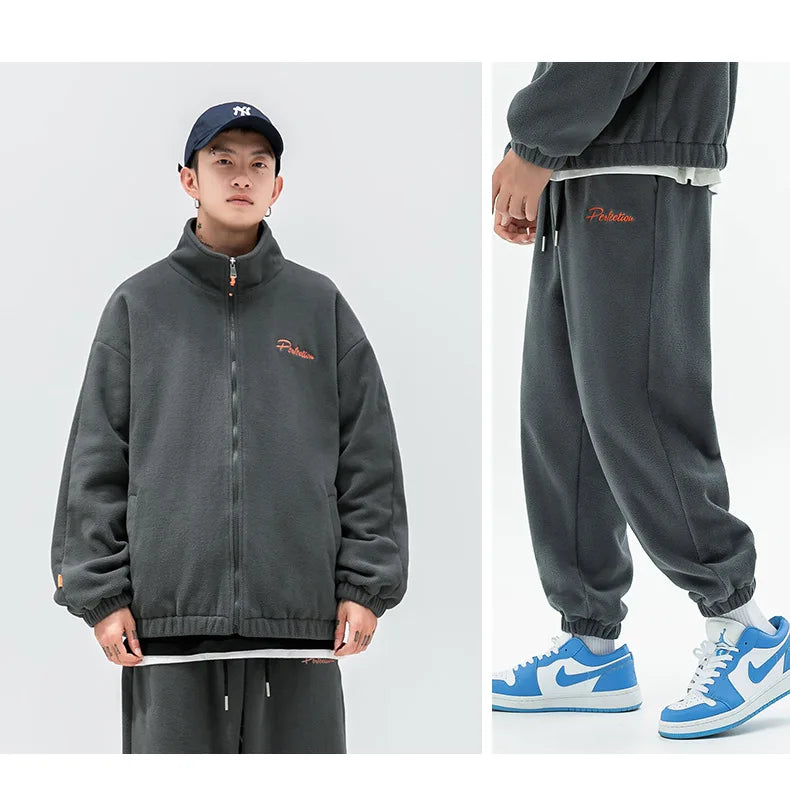 spring and autumn new fleece knitted coat mens loose couple suit versatile high street style unique default style 2014