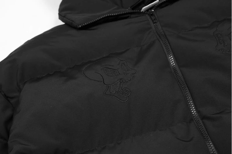 cyberpunk chrome print featuring hip hop streetwear parka embroidered skull jacket harajuku little devil designer hood padded jacket coat winter outwear unisex
