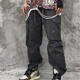 rainbowtouches fashion classic brand mens baggy cargo pants soild color trousers loose straight tooling style lace up overalls unique cargo style 1703