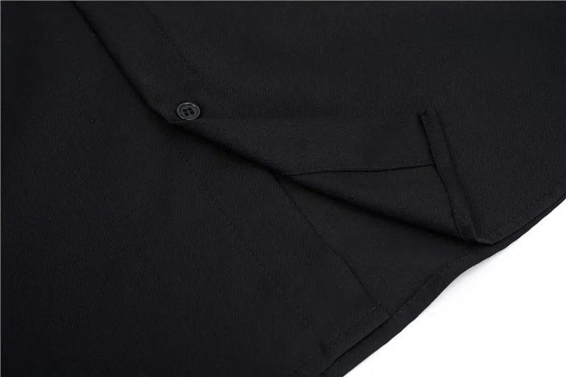 Men Fashion Punk Shirt  Hip Hop Black Harajuku Shirts with Chain Streetwear Summer Loose Short Sleeve Casual Tops Mens Shirts