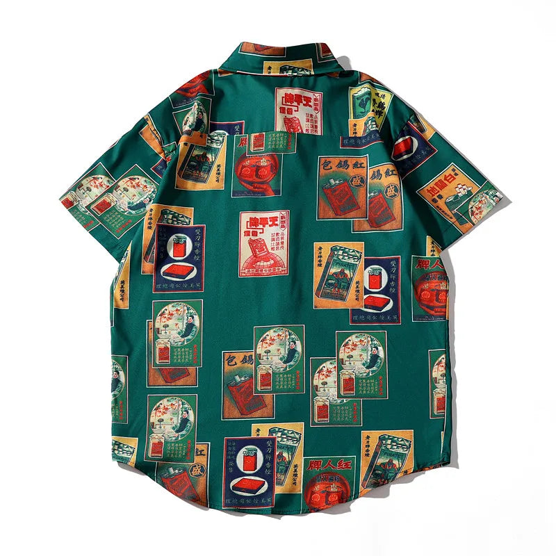 Dark Icon Cigarette Case Print Retro Hip Hop Shirts 2020 Summer Vacation Beach Shirts Hawaii Shirts Streetwear Clothing