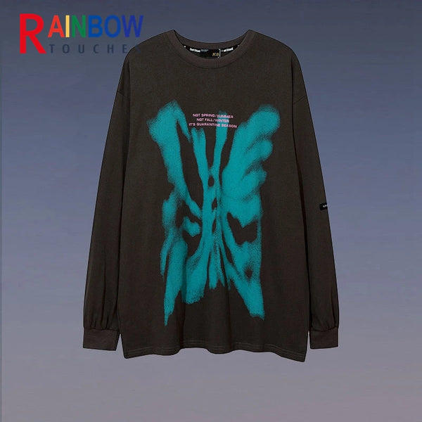 Anime Aesthetic Tee – Rainbowtouches 2021 Drop Shoulder Top High Street Graffiti P – Modern Streetwear for Everyone