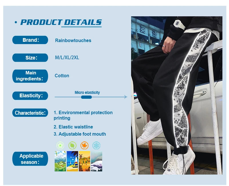 rainbowtouches fashion classic brand mens sporst pants casual bandana pattern trousers loose outdoor style boy tie feet overalls unique default style 1426