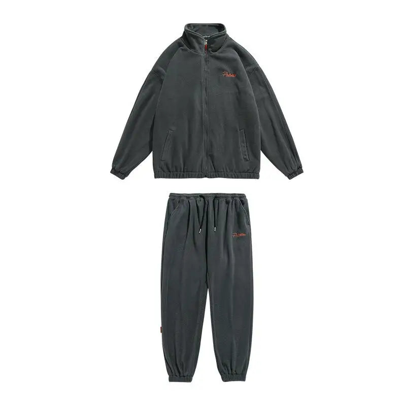 spring and autumn new fleece knitted coat mens loose couple suit versatile high street style unique default style 2021