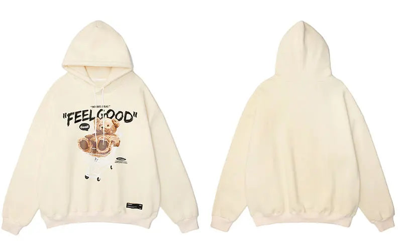 Gonthwid Men Hip Hop Hoodie Sweatshirt Streetwear Funny Bear Print Hoo