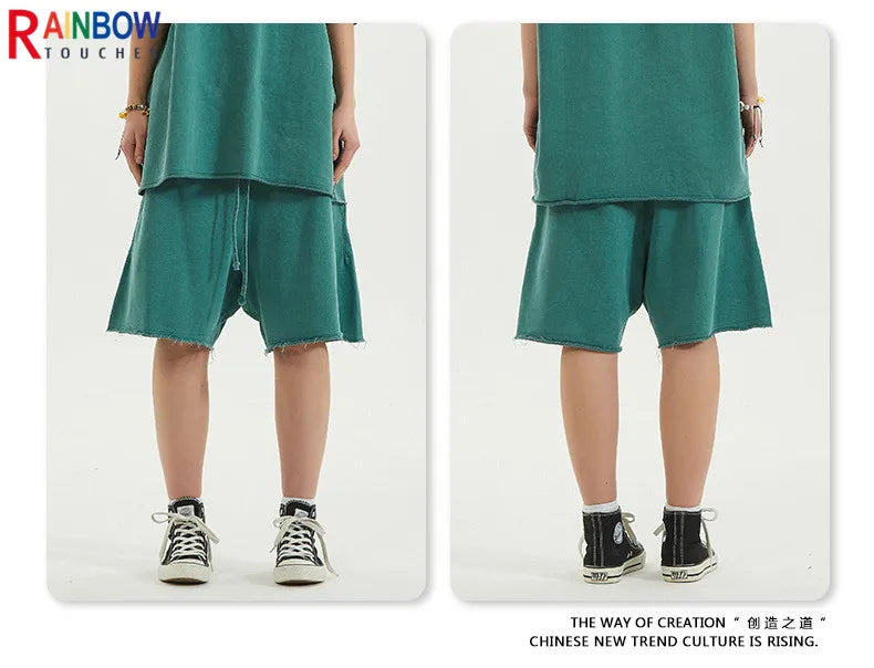Rainbowtouches Summer Mens New Shorts Fringes Tassels Washing Casual High Street Solid Color Cotton Tidal Current Hawaii Boys