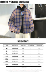 LAPPSTER Y2k Harajuku Harajuku Plaid Shirt 2023 Man Streetwear Fleece Shirts Long Sleeve Mens Vintage Korean Fashions Clothes