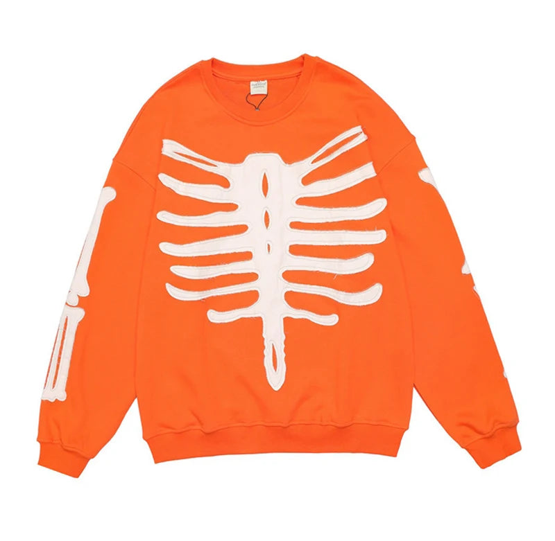 rainbowtouches men high street coat dark skeleton print oversized pullover graffiti halloween hoodie coats long sleeve t shirt - vintage look oversized hoodie, oversized streetwear hoodie, anime inspired graphic hoodie