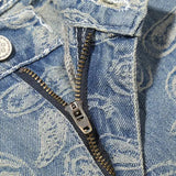 2 Pieces Sets Mens Fashion Embroidery Single Breasted Denim Jeans  Shirts and Straight Zipper Shorts Joggers Streetwear Sets