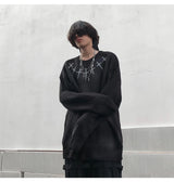 high street vintage wash sweater men graffiti loose knitted pullover long sleeve hip hop oversize sweater casual jumper knitwear - gothic aesthetic hoodie for winter, anime inspired graphic hoodie, bold artwork streetwear hoodie