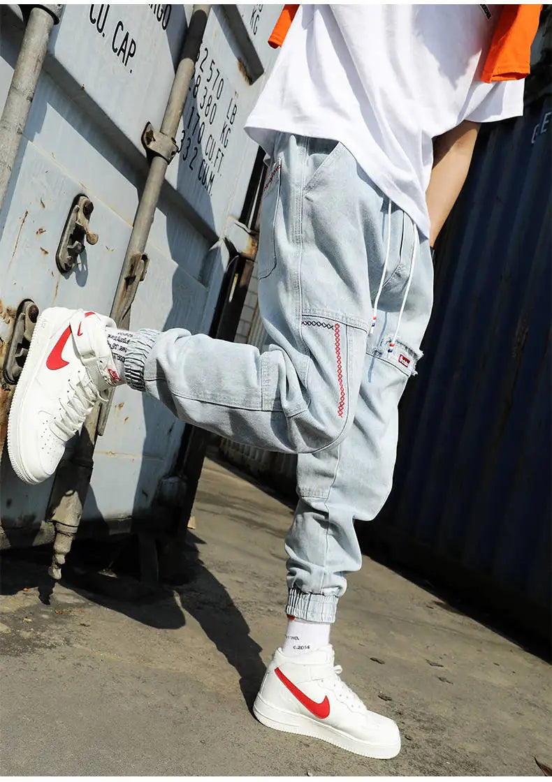 2023 new streetwear hip hop cargo pants mens jeans elastic harun joggers in autumn and spring men clothing unique joggers style 2759