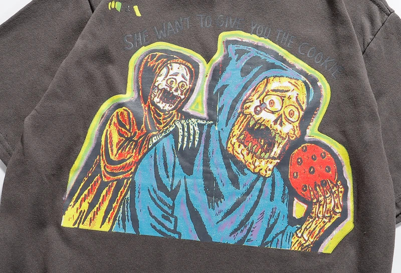 Gothic Oversized shirt – Kanye West Skull Print Loose Casual Men And Women Tshirts Ha
