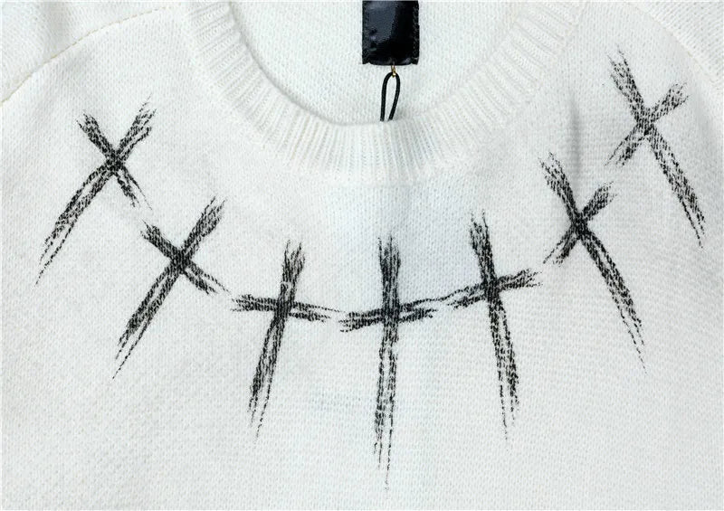 high street vintage wash sweater men graffiti loose knitted pullover long sleeve hip hop oversize sweater casual jumper knitwear - Y2K grunge street style, unisex casual winter pullover, anime inspired graphic hoodie