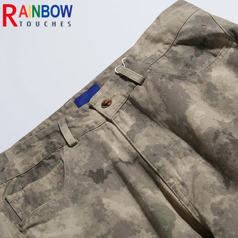rainbowtouches 2022 tidal current brand mens pants high street fashion camouflage trousers loose tooling safari style overalls relaxed fit trousers