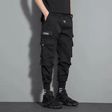 men hip hop black cargo pants joggers sweatpants overalls men ribbons streetwear harem pants women fashions trousers unique joggers style 2722