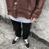 leather varsity streetwear knit with bold stitching, fall/winter pullover for urban outfits, men’s streetwear clothing piece 