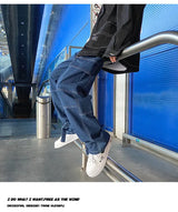 men jeans wide leg denim pants loose straight baggy mens jeans hip hop streetwear skateboard neutral denim trousers cargo jeans unique cargo style 2654