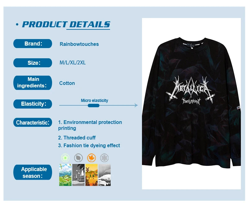 Cyberpunk Shirt – Rainbowtouches 2021 Drop Shoulder Oversize Top Hip Hop Tie D – Edgy Streetwear for All Genders