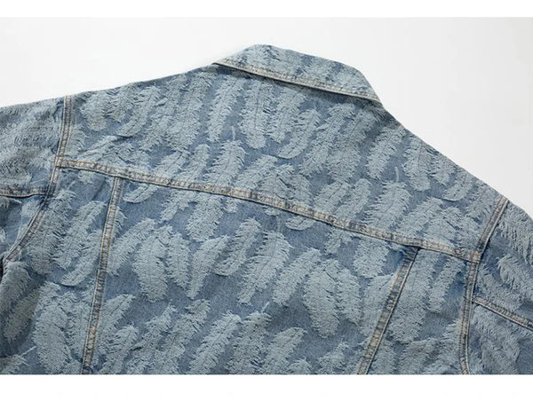 streetwear jacket featuring hip hop denim jeans jacket coat fashion feathers embroidery jeans coats high street outerwear streetwear jackets mens clothing design – premium quality jacket for men