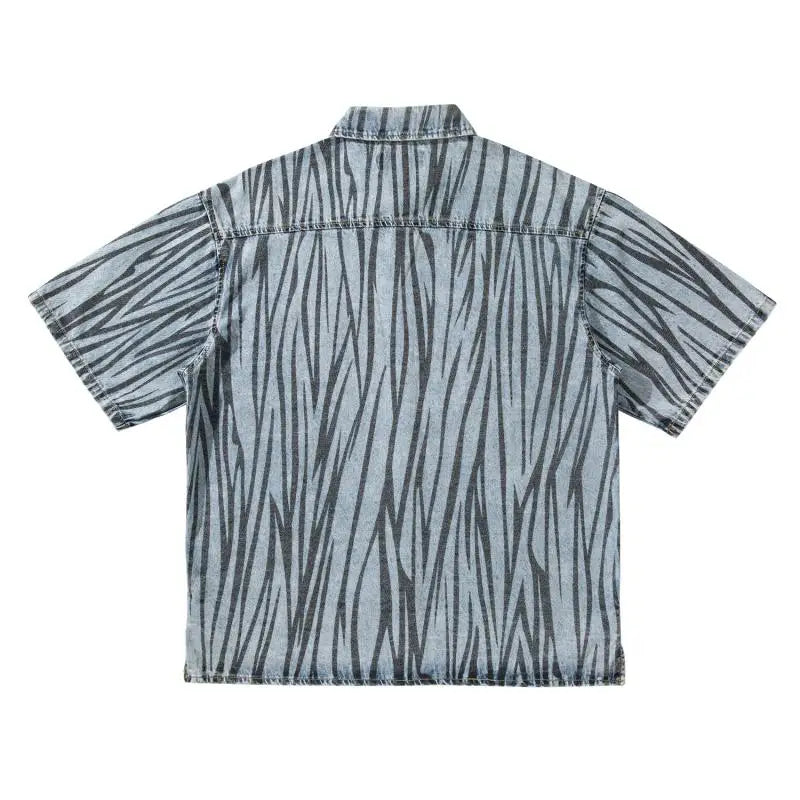 2 Pieces Sets Men Fashion Striped Printed Short Sleeves Single Breasted Loose Shirts and Shorts Joggers Streetwear Hip Hop Set