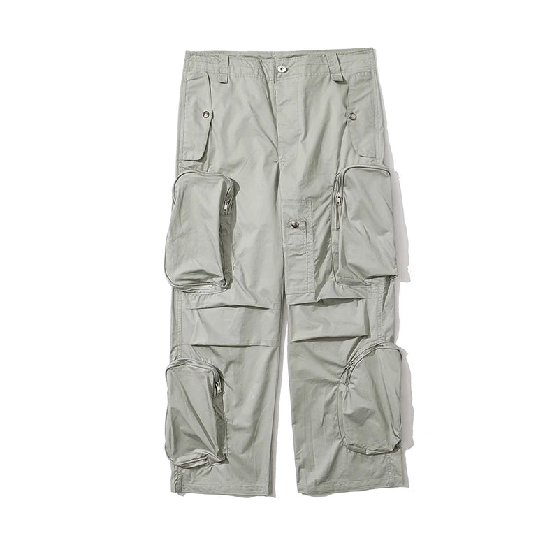 rainbowtouches fashion classic brand mens cargo pants casual zipper pocket design trousers loose straight tooling style overalls unique cargo style 4419