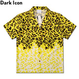 Dark Icon Yellow Leopard Hawaiian Shirt Men Vintage Street Polo Shirt Man Man Blouse