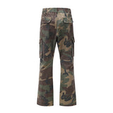 streetwear mens hip hop camouflage flare pants fashionable camo cargo pants male slim fit camouflage trousers women all match unique cargo style 5132