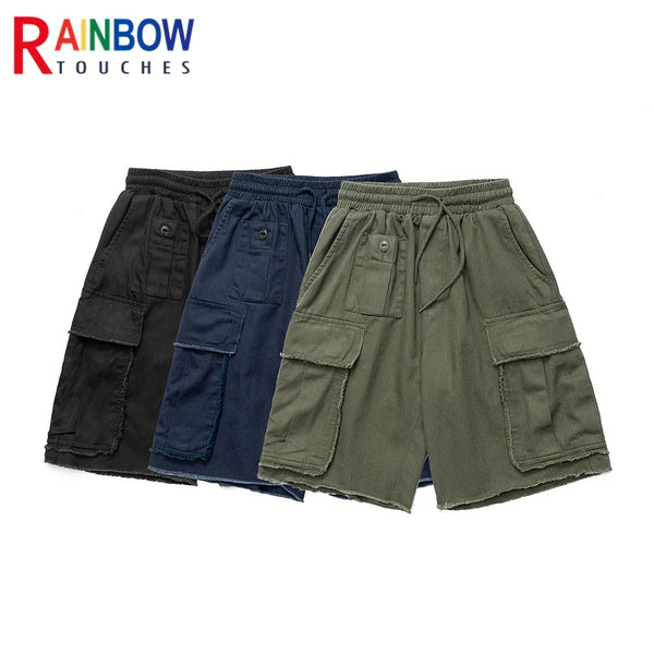 rainbowtouches brand summer mens new trend casual pants high street vintage hip hop cargo comfortable elastic breathable shorts baggy cargo bottoms