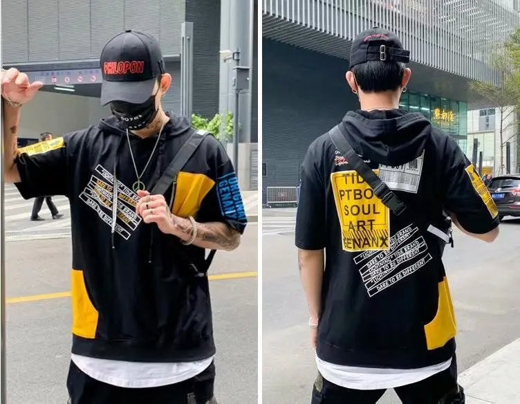 Sadcore Oversized shirt – Fashion Mens Hooodies Korean Style Streetwear Short Sleeve H