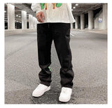 men jeans hip hop letters embroidery denim jeans high street casual loose straight elastic waist joggers hip hop streetwear pant unique joggers style 3859