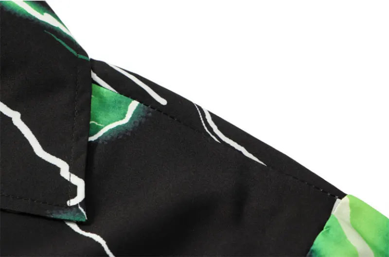 Trapwear Oversized shirt – Gonthwid Hawaiian Beach Shirts Streetwear Lightning Print Sh