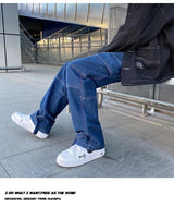 men jeans wide leg denim pants loose straight baggy mens jeans hip hop streetwear skateboard neutral denim trousers cargo jeans unique cargo style 2653