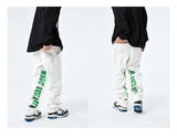 men jeans hip hop letters embroidery denim jeans high street casual loose straight elastic waist joggers hip hop streetwear pant unique joggers style 3864