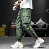 streetwear hip hop black harem pants men elastic waist punk pants with ribbons casual slim jogger pants men hip hop trousers relaxed fit joggers