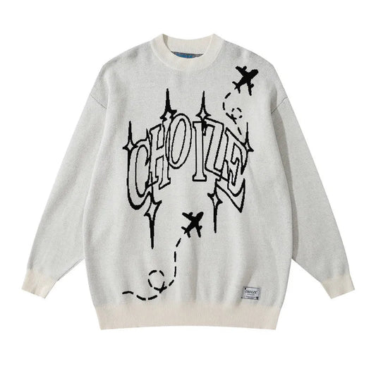hip hop letter knitted oversize sweater men harajuku o neck long sleeve pullover streetwear casual loose sweater jumper knitwear - oversized streetwear hoodie, bold artwork streetwear hoodie, trendy hip hop fashion hoodie