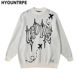 hip hop letter knitted oversize sweater men harajuku o neck long sleeve pullover streetwear casual loose sweater jumper knitwear - oversized streetwear hoodie, bold artwork streetwear hoodie, trendy hip hop fashion hoodie