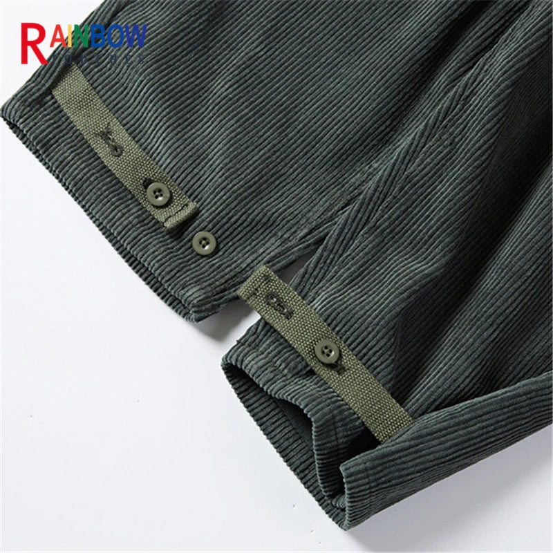 rainbowtouches fashion classic brand men wide legs casual pants corduroy overalls high street hip hop superior quality trousers unique default style 5126