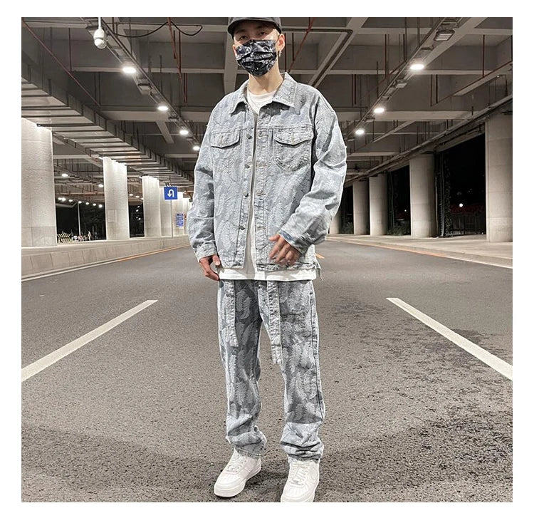 graphic outerwear featuring hip hop denim jeans jacket coat fashion feathers embroidery jeans coats high street outerwear streetwear jackets mens clothing design – premium quality jacket for men