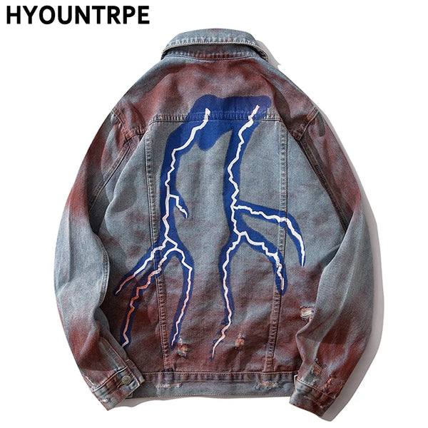 casual layering jacket featuring mens hip hop lightning denim jackets fashion graffiti ripped coats high street swag outerwears 2020 new spring streetwear jacket design – premium quality jacket for men