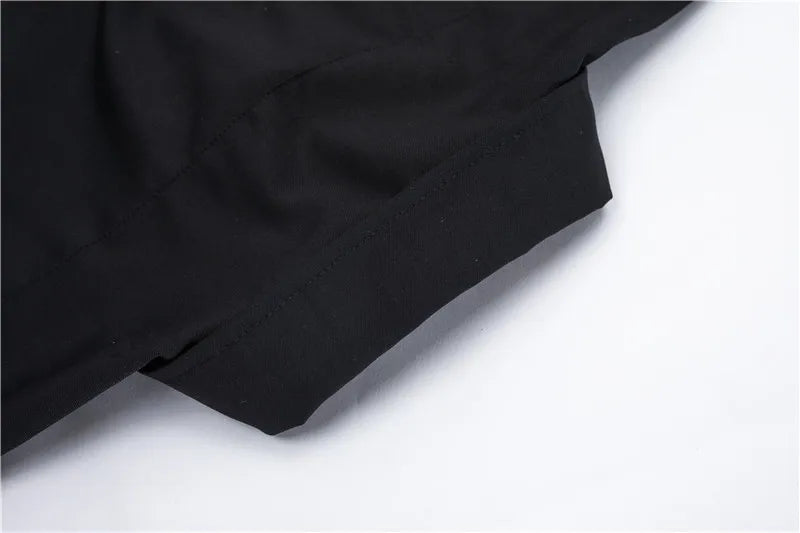 Men Fashion Punk Shirt  Hip Hop Black Harajuku Shirts with Chain Streetwear Summer Loose Short Sleeve Casual Tops Mens Shirts