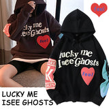 2021 Harajuku Weirdo Graffiti Letter Printed Hoodies Men Lucky Me I Se