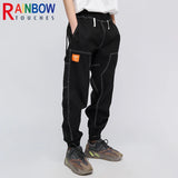 rainbowtouches fashion classic brand men cargo pants soild color trousers loose tooling style tie feet overalls superior quality unique cargo style 3112