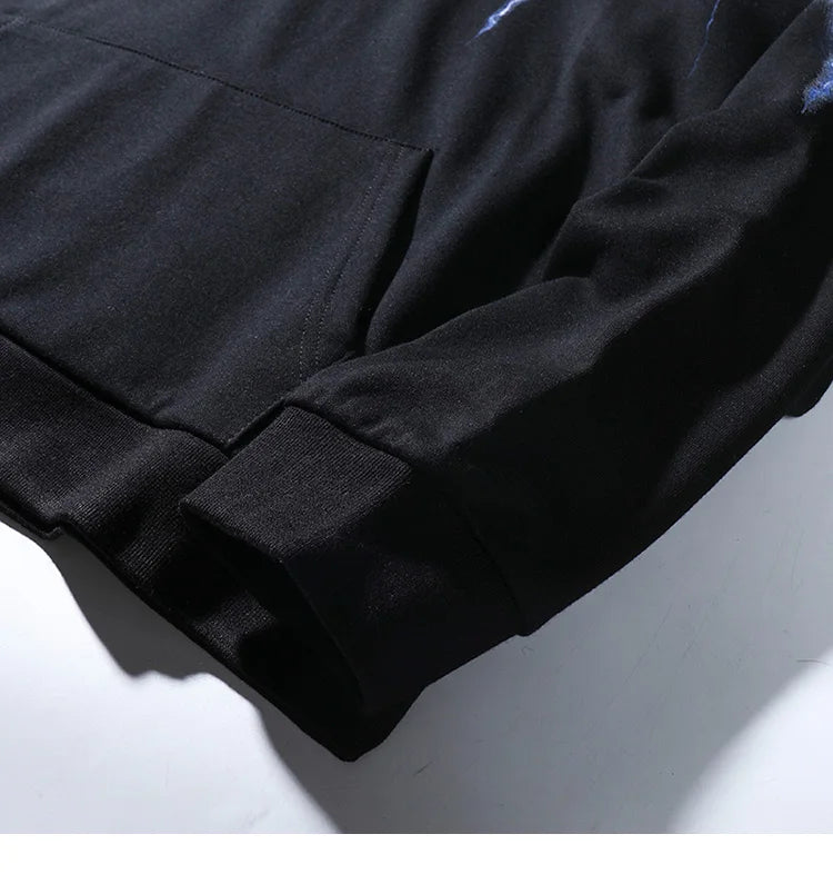 Hip Hop Lightning Hoodie Sweatshirt Men Harajuku Streetwear Hooded Pul