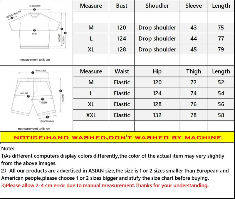 2 Pieces Sets Men Harajuku Pattern Single Breasted Short Sleeve Baseball Shirts and Drewstring Shorts Joggers Streetwear Sets