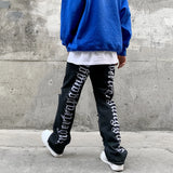fashion back letters embroidery denim flare jeans mens zipper straight trouser hip hop destroy holes streetwear pants joggers unique joggers style 135