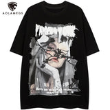 Y2k Oversized shirt – Aolamegs Harajuku Girl Letter Graffiti Printed T Shirt Men O