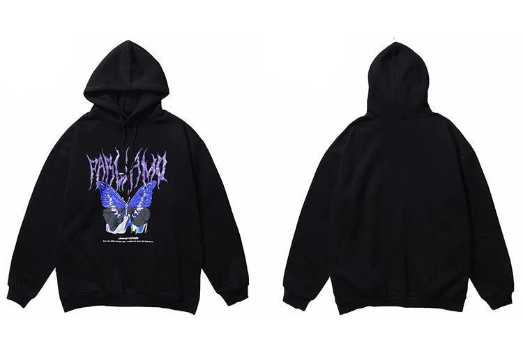 Men Hip Hop Hoodie Sweatshirt Butterfly Streetwear Harajuku Hoodie Pul