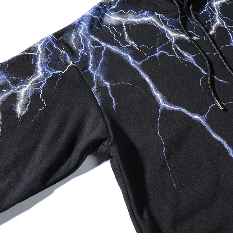 Hip Hop Lightning Hoodie Sweatshirt Men Harajuku Streetwear Hooded Pul