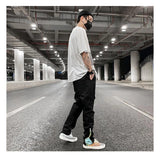 streetwear patchwork cashew flower print cargo pants y2k men hip hop casual functional slim cargo trousers male pocket side zip unique cargo style 4658