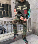 2021 Harajuku Weirdo Graffiti Letter Printed Hoodies Men Lucky Me I Se